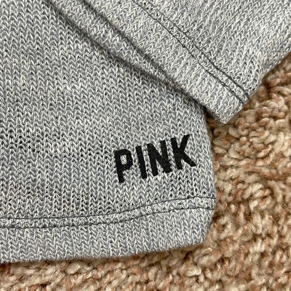 Victoria’s Secret PINK Light Gray Scoop Back Rhinestone Bling Slouchy Sweater XS - Picture 11 of 16